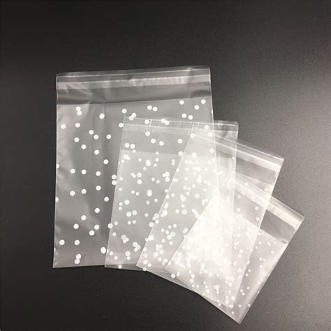 4 Sizes 100pcs Clear Frosted Cookie Bag Self adhesive Plastic Cookie ...