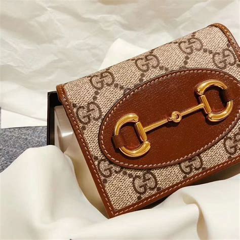 Gucci GG Unisex Gucci 1955 Horsebit Card Case Wallet Supreme Canvas - LULUX