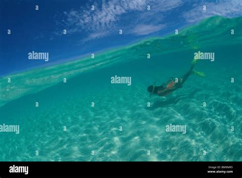 Woman snorkeling Okinawa Prefecture Japan Stock Photo - Alamy