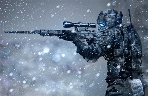 soldier, Sniper rifle, Winter, Snow, Science fiction, Futuristic ...