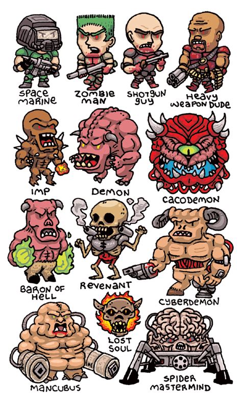 Chibi Doom Characters | Doom | Doom demons, Doom, Doom videogame