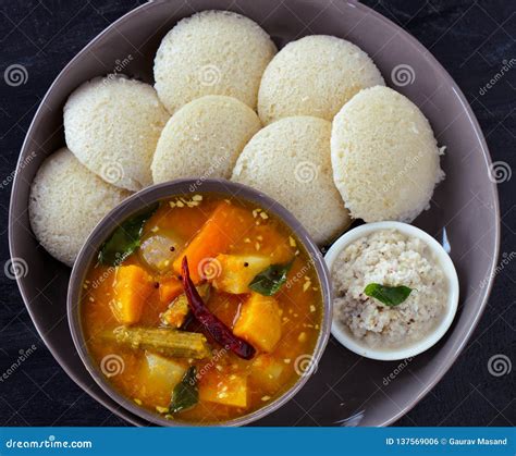 Idli Chutney Sambhar-south Indian Breakfast Stock Photo - Image of ...