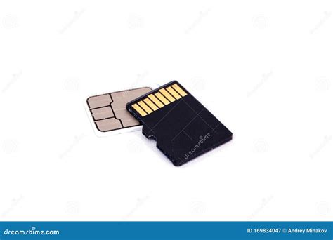 MicroSD Memory Card on Micro SIM Card Isolated Stock Image - Image of ...