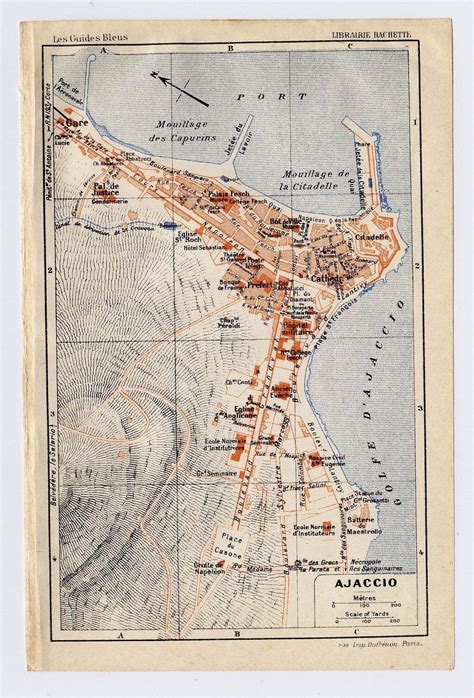 1926 ORIGINAL VINTAGE CITY MAP OF AJACCIO / CORSICA CORSE / FRANCE ...