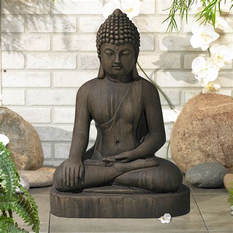 Zen Buddha Outdoor Statue 29.5" Sitting Weathered Dark Sandfor Yard ...