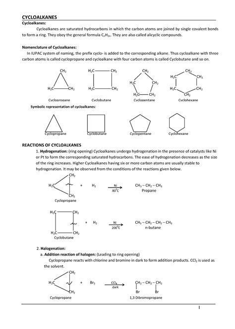 Cycloalkane-reactions 5 - Cycloalkanes: Cycloalkanes are saturated ...