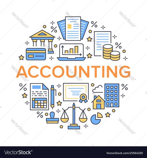 Financial accounting circle poster with flat line Vector Image