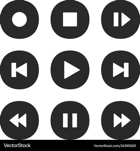 Music player buttons play icon stop pause record Vector Image