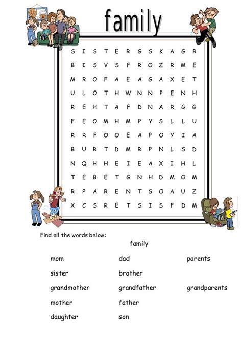 Family Word Search Printable | Activity Shelter | Family worksheet ...