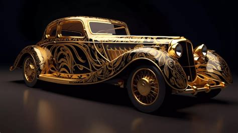 Premium AI Image | A gold car with a gold design on the front.