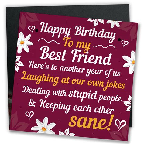 HAPPY BIRTHDAY Card Best Friend Birthday Gift Friendship Plaque