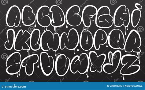 Graffiti Alphabet. Bubble Graffiti Letters Outline. White Uppercase ...