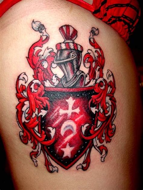 Vivid colors family crest tattoo design for men - Tattooimages.biz