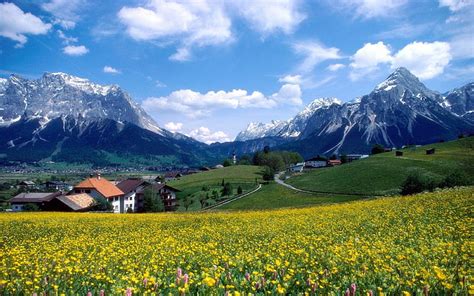 HD wallpaper: Zugspitze Bavaria In Germany Landscape Spring Mountain ...