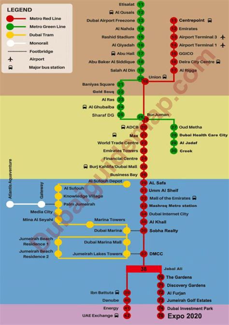 Dubai Red Line Metro Stations & Map 2023 🚇