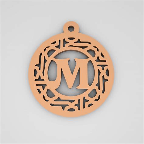 M Circular Stripe Split Monogram Keychain - 3D Print Model by pk3dstore