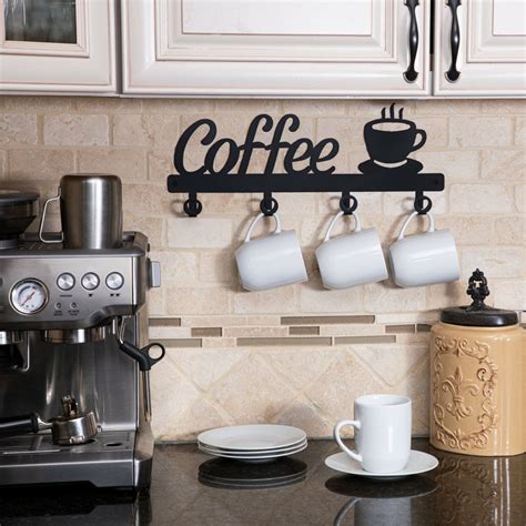 Coffee Decor Kitchen Wall Decor Coffee Bar Mug Cup Rack Holder Display ...