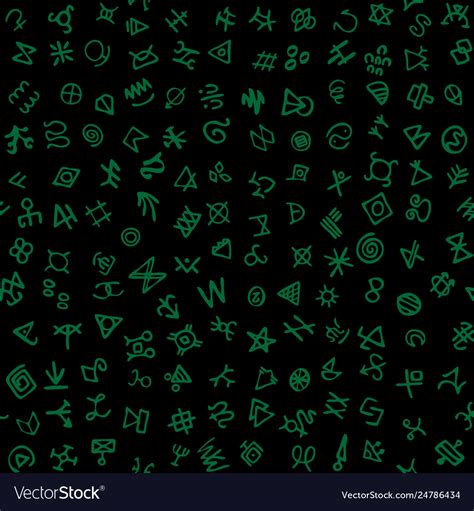 Digital green glyphs and mystic ancient symbols Vector Image