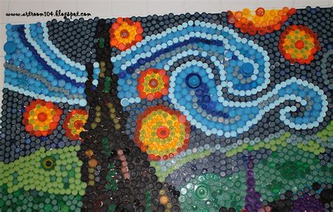 Art Room 104: Finished Bottle Cap Mural: Starry Night! (And what I ...