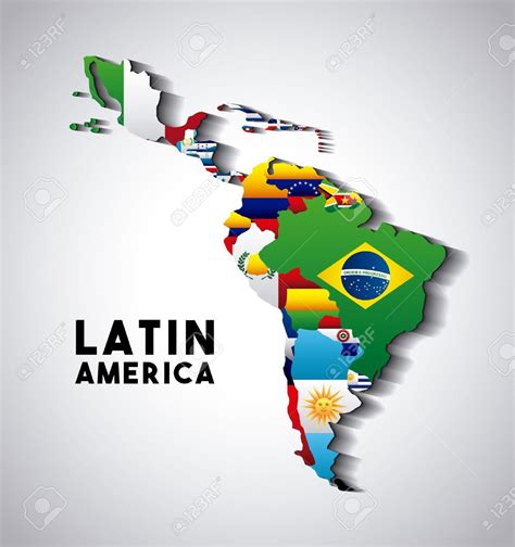 Map of Latin America with the flags of countries. colorful design ...