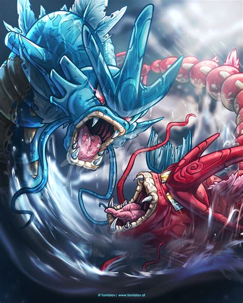 Gyarados vs Shiny Gyarados x Pokemon Fan Art by TomislavArtz on ...