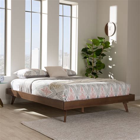 Baxton Studio Mid-Century Walnut Brown Wood Bed Frame by - Walmart.com ...