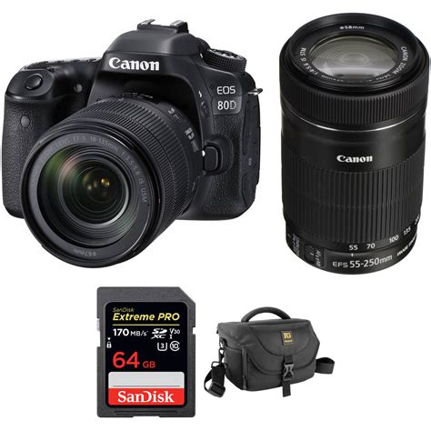 Canon EOS 80D DSLR Camera with 18-135mm and 55-250mm Lenses Kit