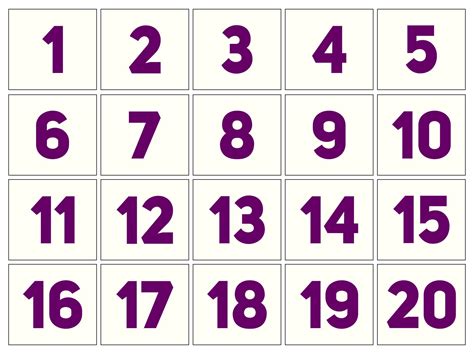 Numbers 1 To 20 Free Printable