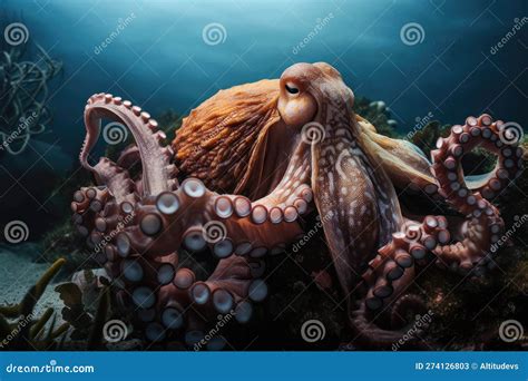 Octopus Kraken Devouring Its Prey, into with Its Powerful Tentacles ...