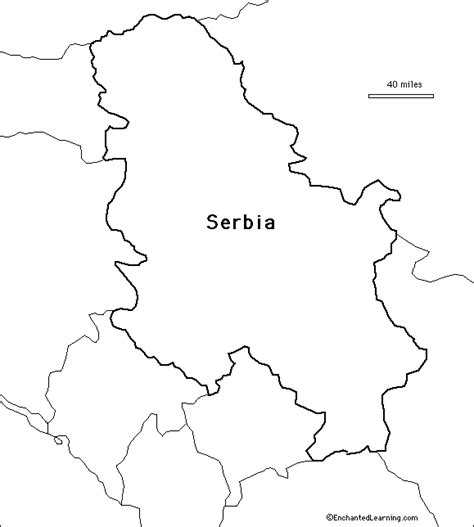 Outline Map Serbia - EnchantedLearning.com