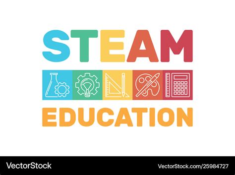 Steam education colored banner Royalty Free Vector Image