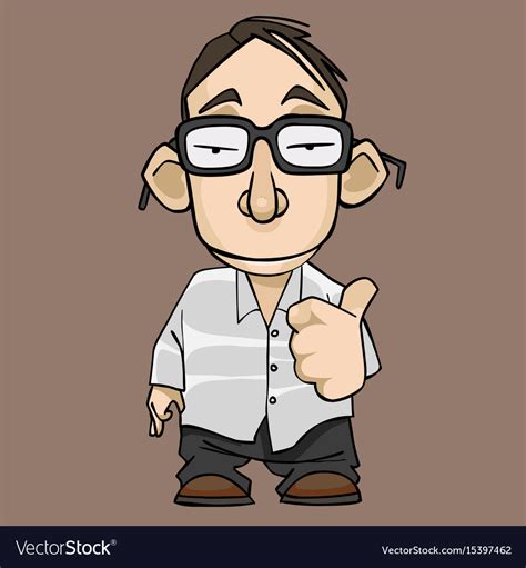 Funny cartoon guy with glasses approvingly Vector Image