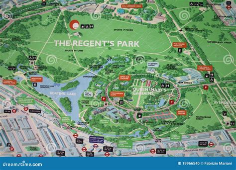 Regent's Park Map Sign Editorial Image - Image: 19966540