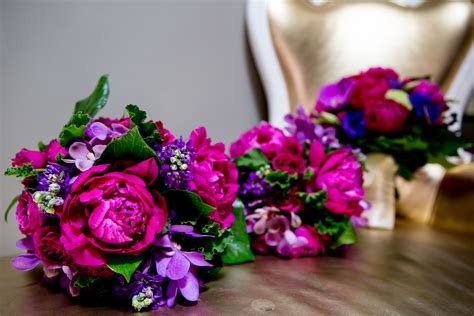 Fuchsia and Purple Flower Bouquets