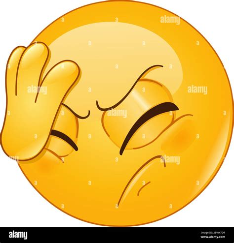 Emoticon placing hand on head. Face palm gesture Stock Vector Image ...