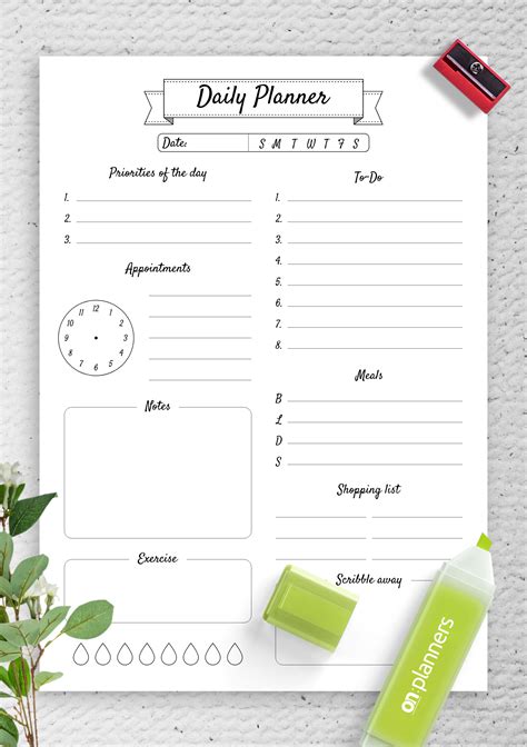 Download Printable Daily planner with scribble away section PDF