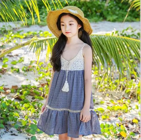 7 14Y Girl Beach Dress 2018 New Kids Coton Lace Dresses Fashion Cute ...