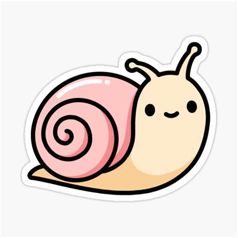 a cute snail sticker with a pink shell on it's back and eyes closed