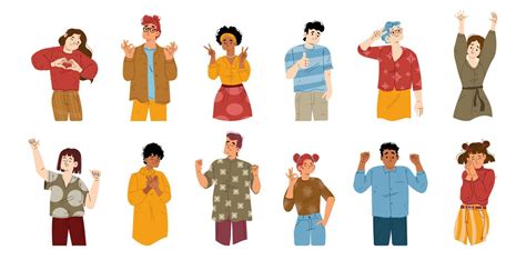 Happy people positive gestures, body language. 15918055 Vector Art at ...