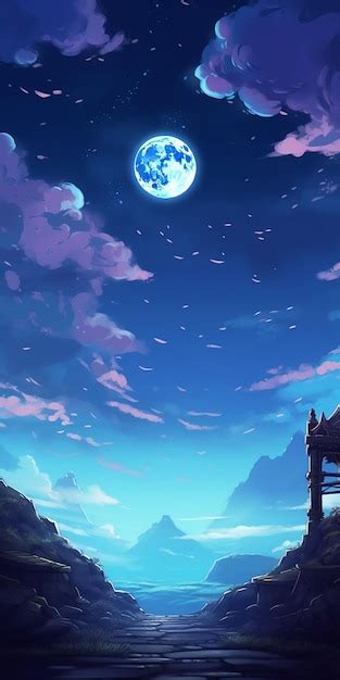 Premium AI Image | Anime background with the moon and the moon