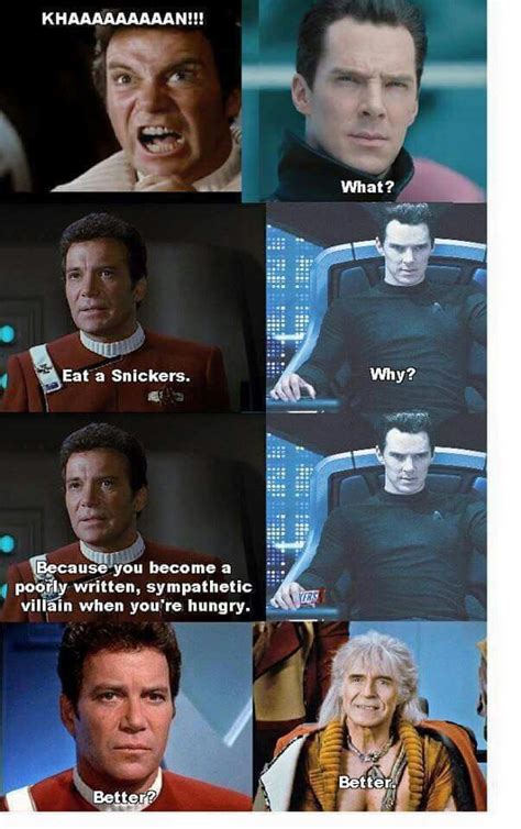 Eat a Snickers | Star trek funny, Star trek characters, Star trek meme