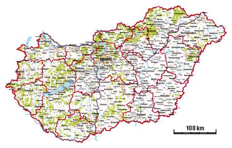 Large administrative map of Hungary with roads and cities | Hungary ...