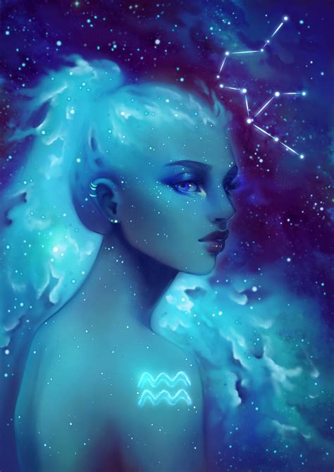 Aquarius cosmic girl by wengo_art | Aquarius art, Aquarius images ...