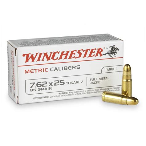 Winchester USA Handgun WinClean, 7.62 x 25 Tokarev, 85 Grain, FMJ, 50 ...