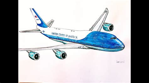 AIR FORCE ONE, Boeing 747,drawing timelapse - YouTube