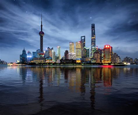 Night Cityscape of Shanghai, China city skyline Photograph by Anek ...