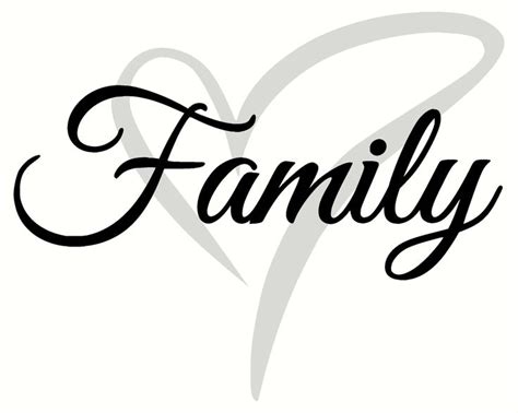 Cursive Family Wall Decal Lettering with Heart, 2-Color Vinyl Stickers ...