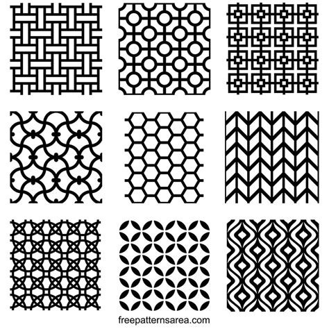 Seamless Geometric Patterns: A Collection of 9 Repeating Designs