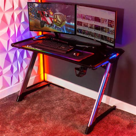 X Rocker Lynx Modern LED Gaming Desk, 47.24" x 25.2" x 30.31", Gray ...