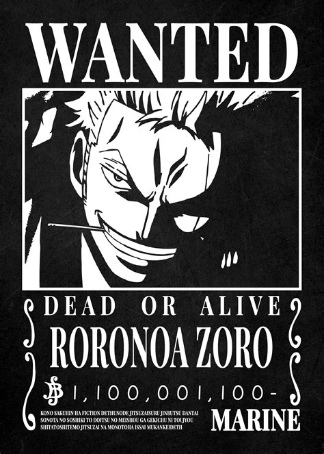 One Piece Wanted Zoro Metal Poster | Cosplay de one piece, Estampados ...